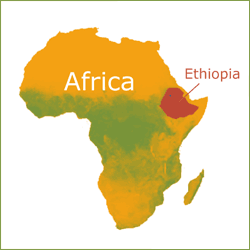 Africa showing position of Ethiopia